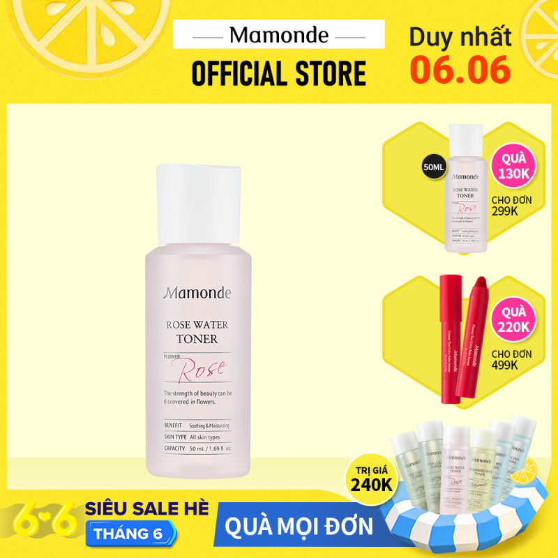 Nước hoa hồng cung cấp độ ẩm Mamonde Rose Water Toner 50ml