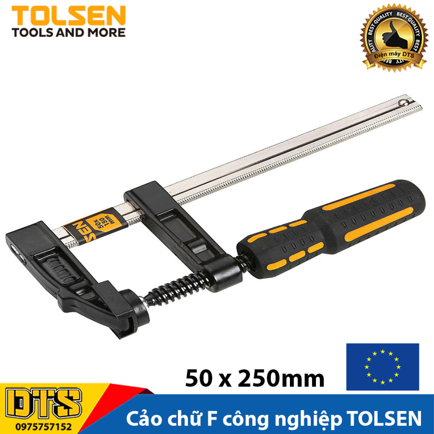 Cảo chữ F tay quay chuẩn công nghiệp 50x250mm chính hãng TOLSEN 10163 kẹp gỗ chữ F thép không gỉ tiê