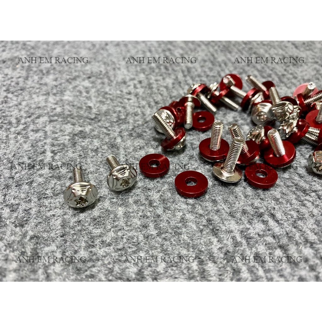 Combo 2 ốc 4li mấu sao gắn nắp dầu tặng kèm long đền đỏ
