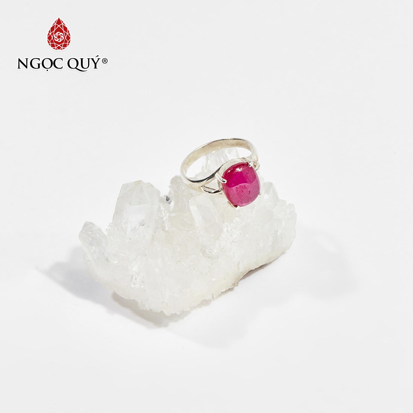 Nhẫn nữ bạc đá ruby oval mệnh hoả thổ - ngọc quý gemstones