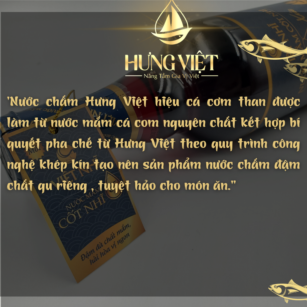 Nước chấm Cá Cơm Than 900ML HưngViệt - Nước mắm Cá Cơm Than