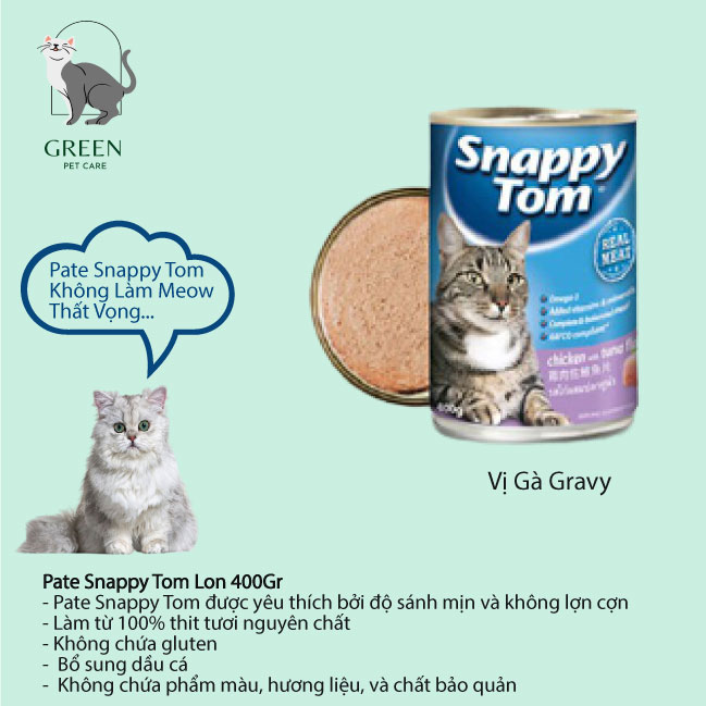 Pate Snappy Tom cho mèo đủ vị dạng lon 400gr