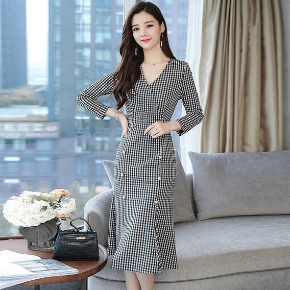 [HCM]SET ÁO CROPTOP CARO CHÂN VÁY XOÈ