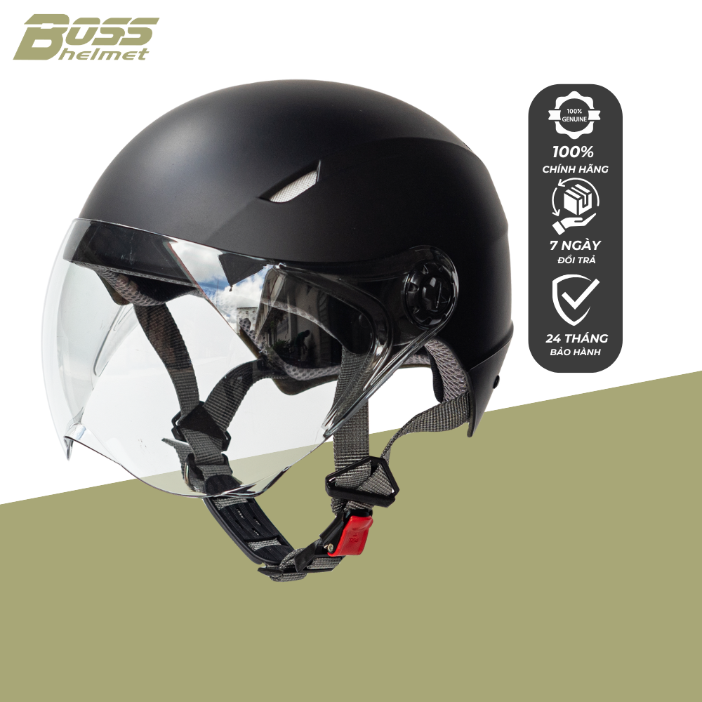 Nón Bảo Hiểm 1/2 Đầu Có Kính BOSS AT10