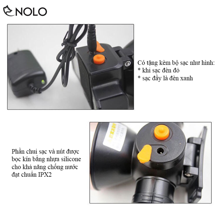 Dp7223 rechargeable battery 1W head light kit 1200mAh battery with 2 bright light