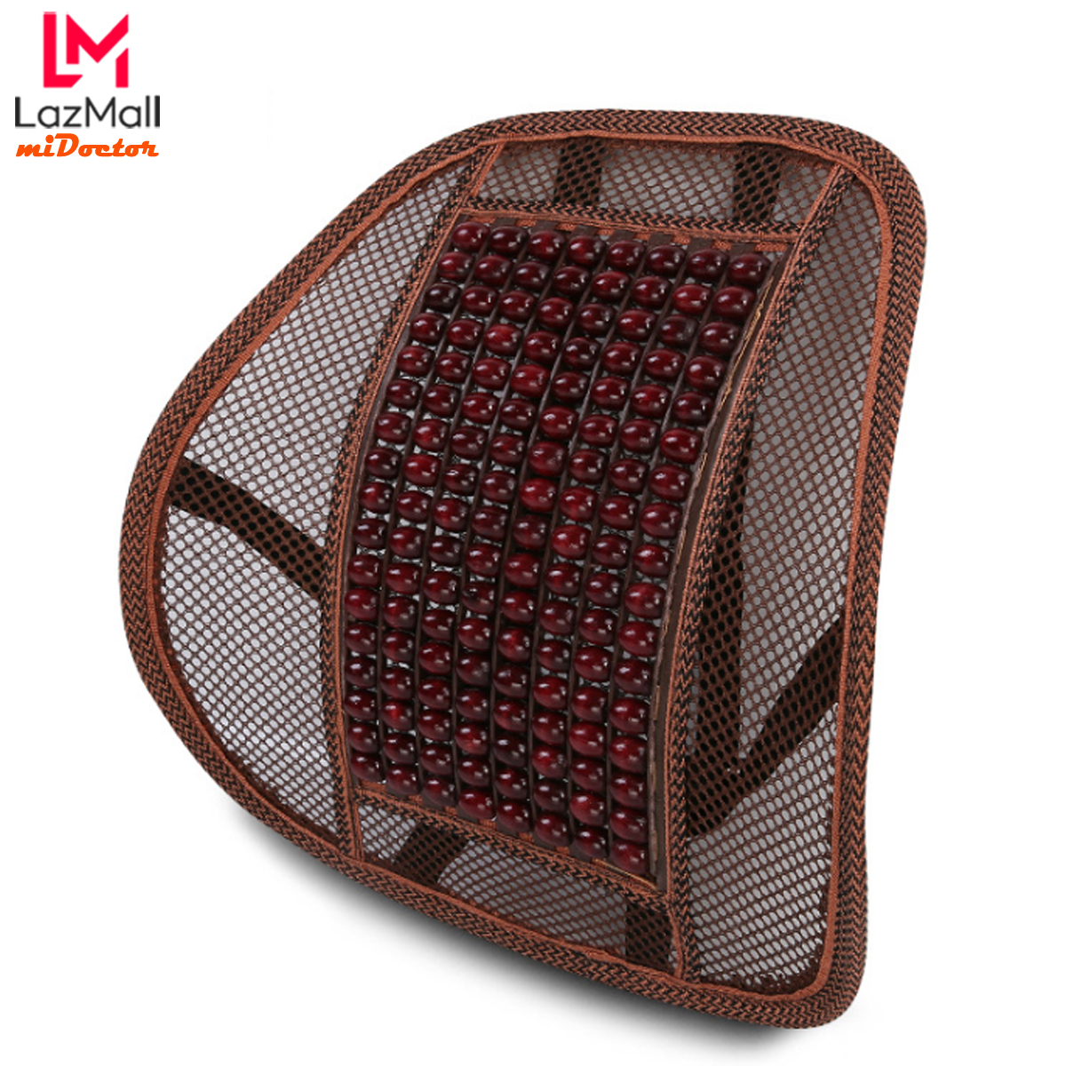 Miếng Lưới Tựa Lưng Ghế Hạt Gỗ Cao Cấp Chính Hãng miDoctor – Tựa Lưng Văn Phòng - Giao Màu Gỗ Sẫm Ngẫu Nhiên