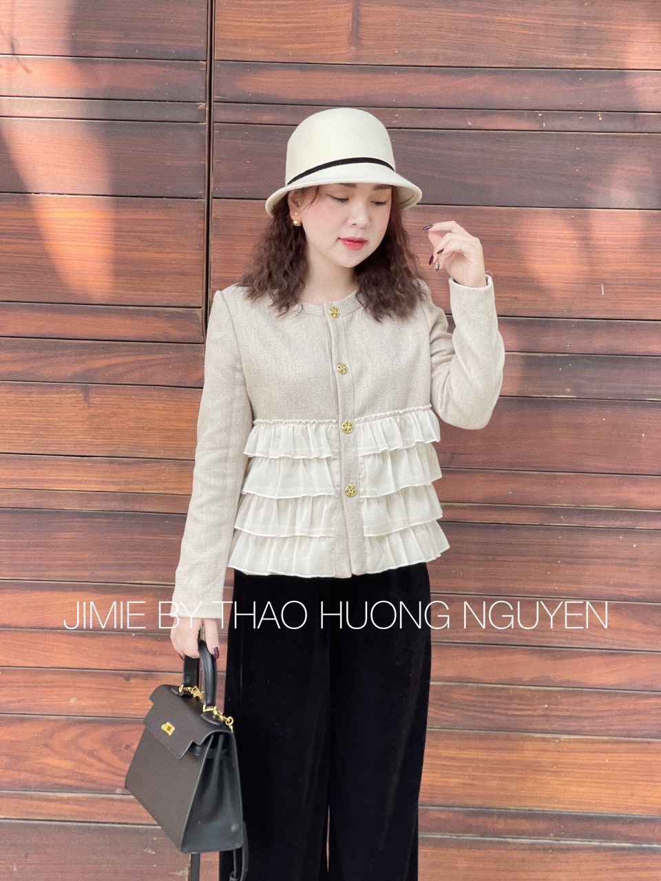 Áo dạ be bèm tầng 2 lớp