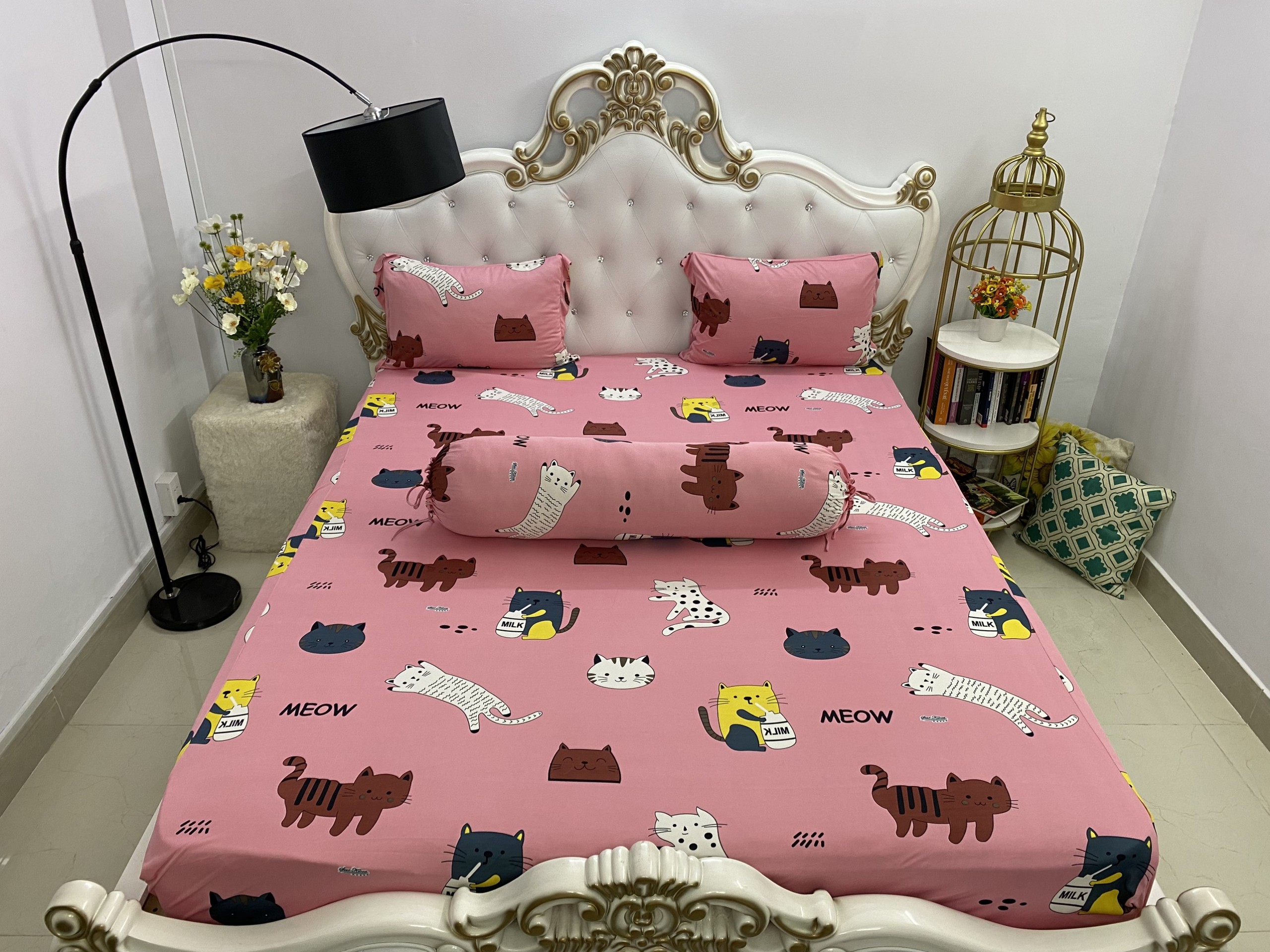 [HCM]Bộ Drap Thun Hàn Quốc mát lạnh { 4 món }drap+3 áo gối
