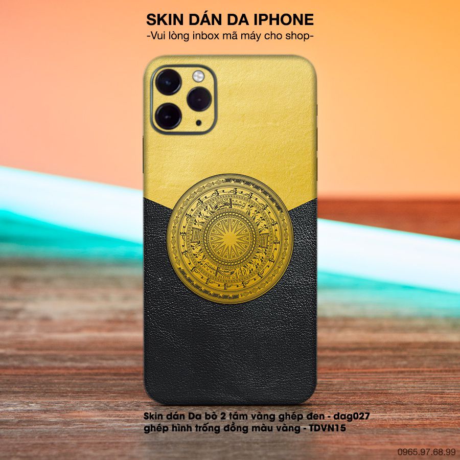 Miếng dán da ghép hình trống đồng vàng - bộ bộ 3 cho iPhone (inbox mã máy cho shop)
