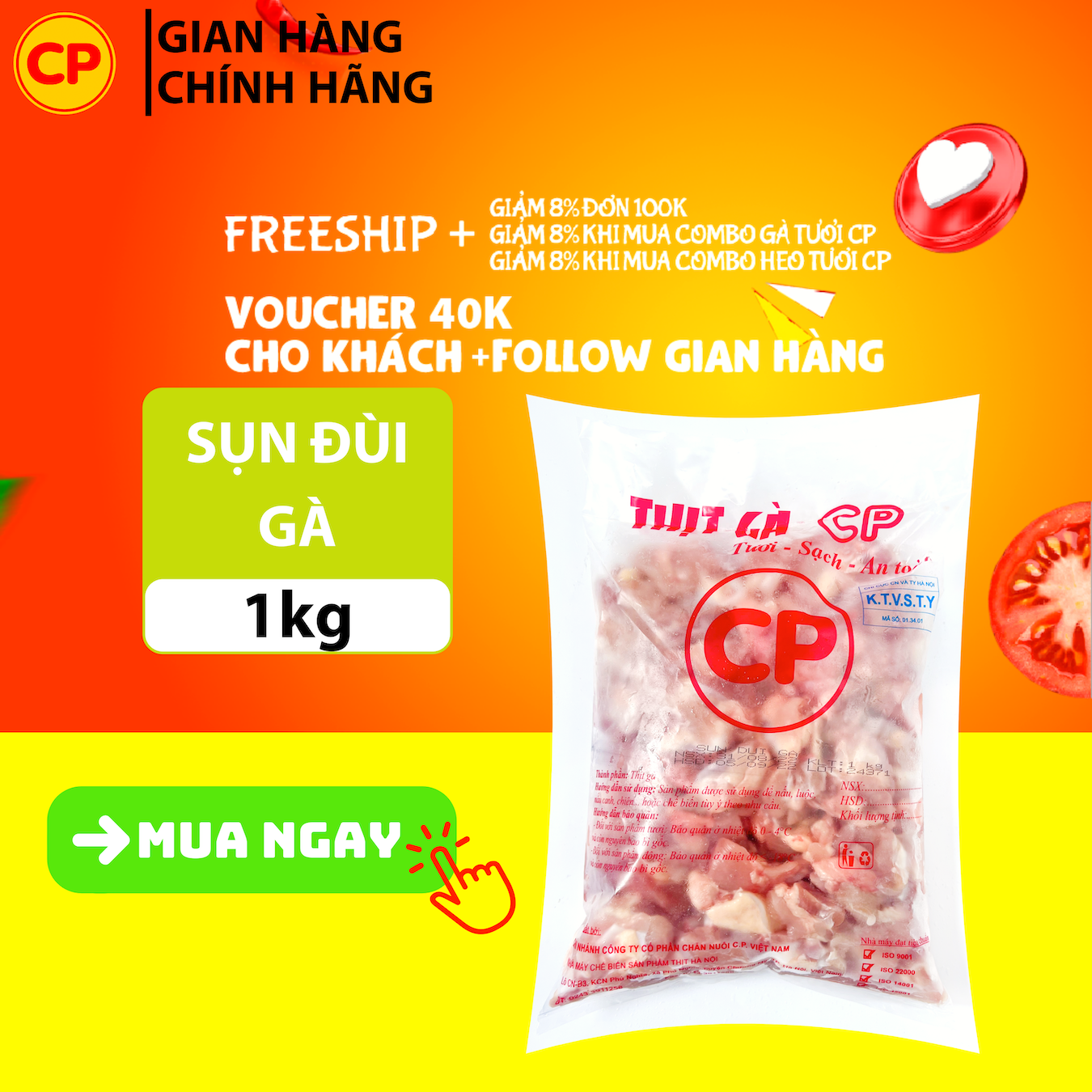 Sụn đùi gà CP 1kg - thịt gà cp tươi sạch