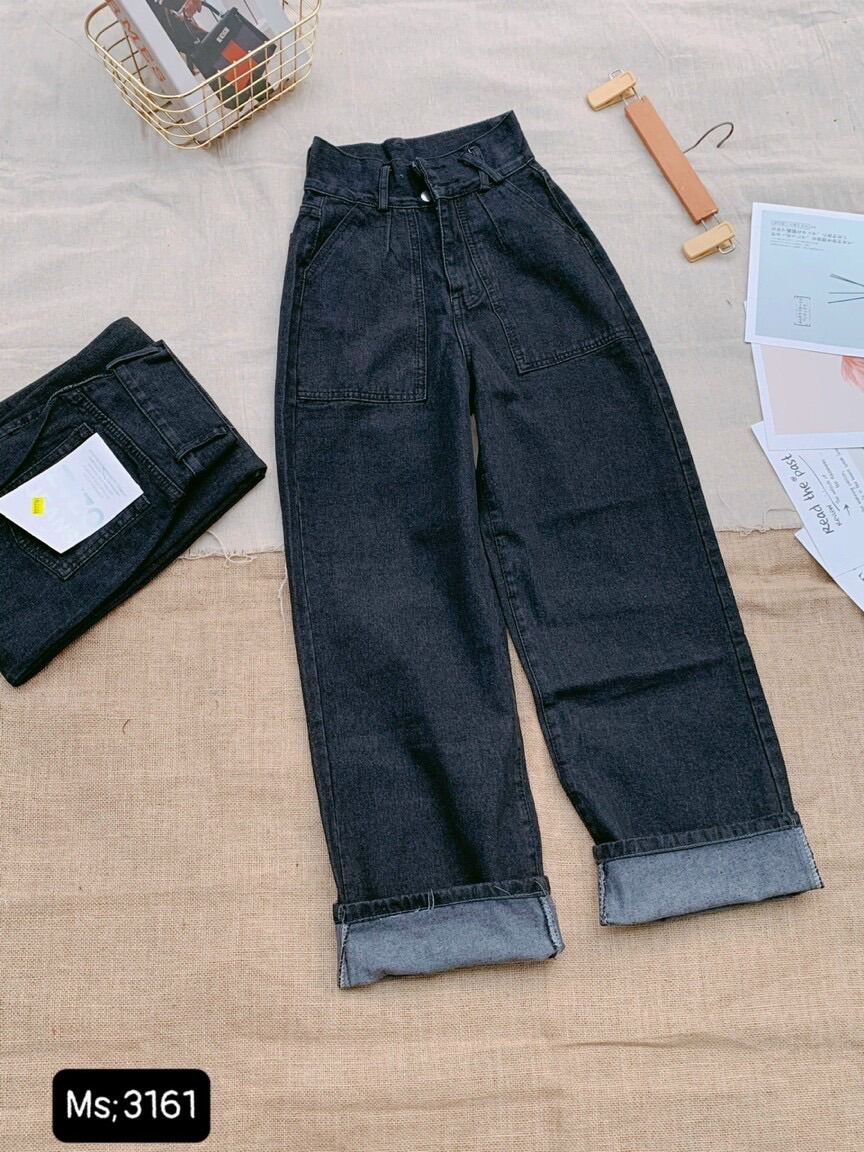 BAGGY JEANS 2 NÚT ỐNG RỘNG