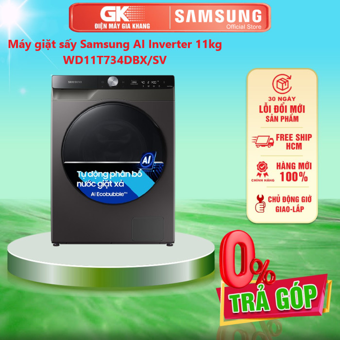 [HCM] [Trả Góp] Máy giặt sấy Samsung AI Inverter 11kg WD11T734DBX/SV