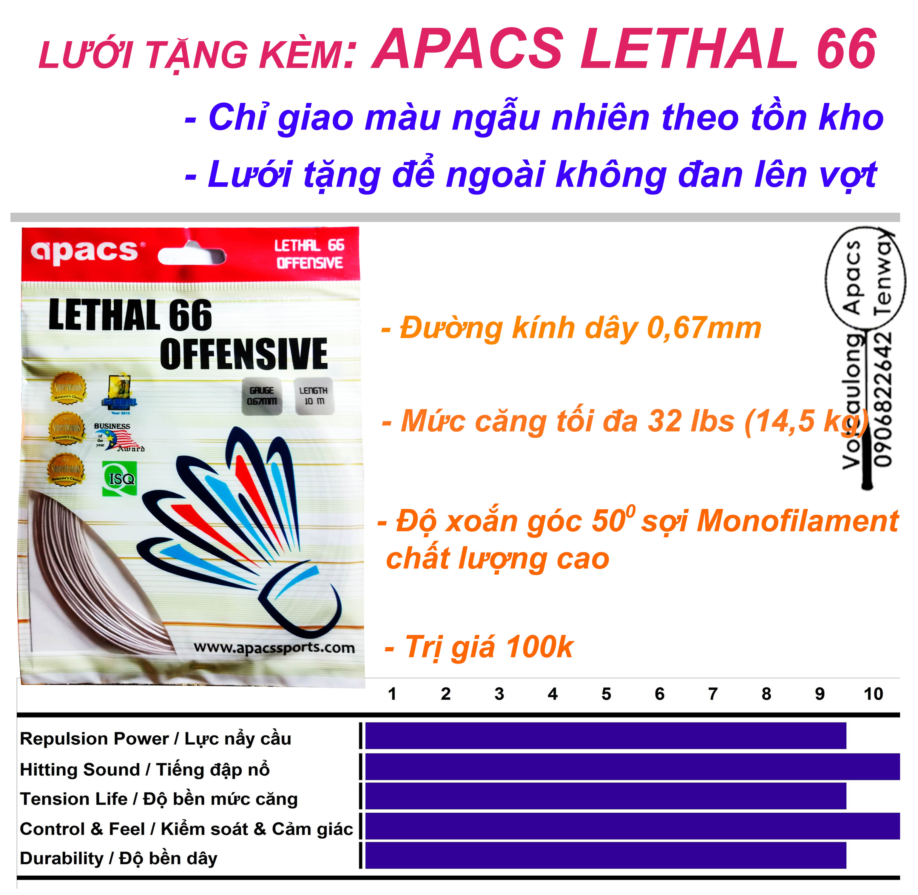 [HCM]TangLuoi_Vợt cầu lông Apacs Blend Pro – Power Plus (3U) | Công thủ linh hoạt