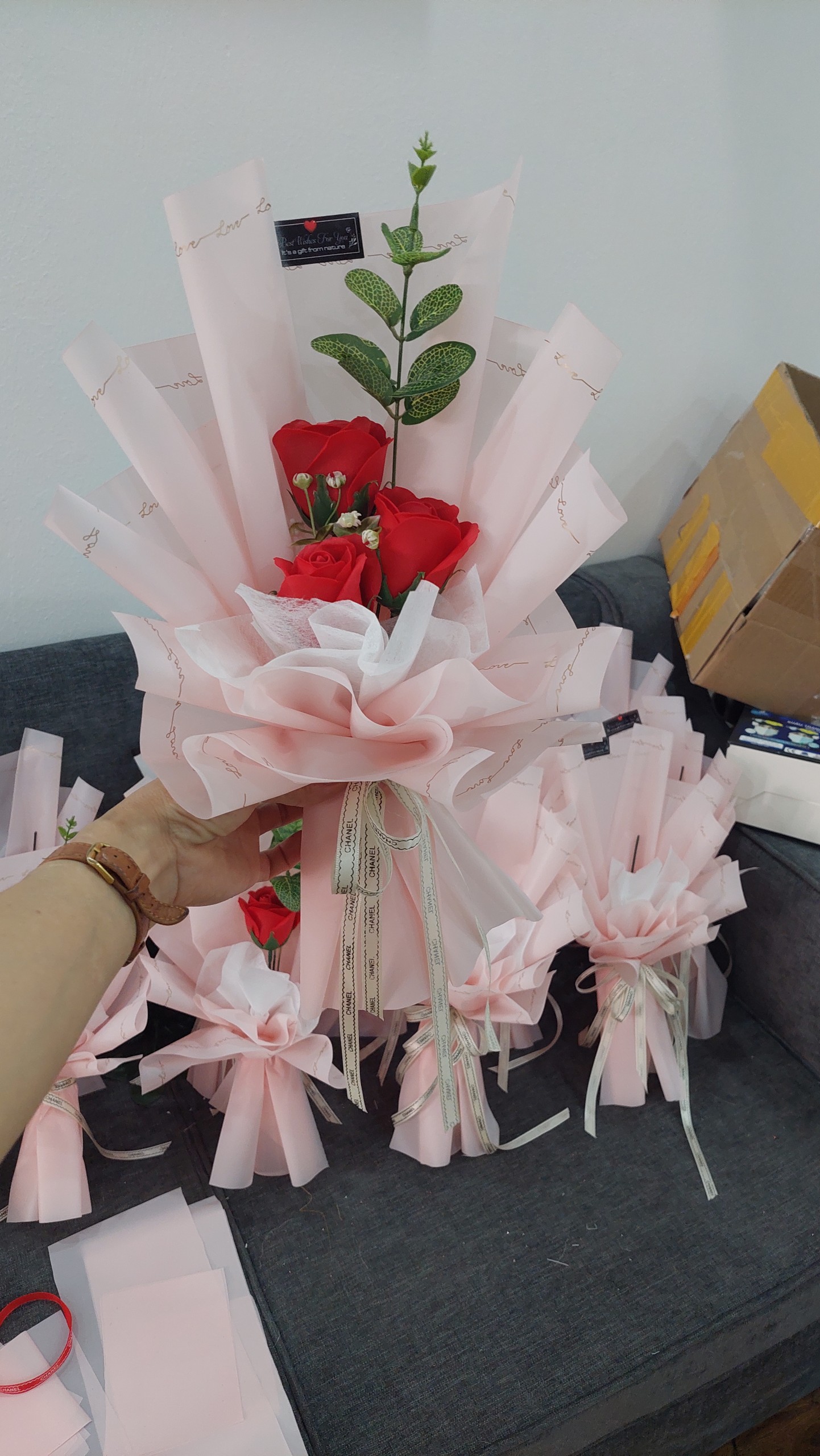 Sỉ combo Bó 3 bông sáp+ túi+ thiệp