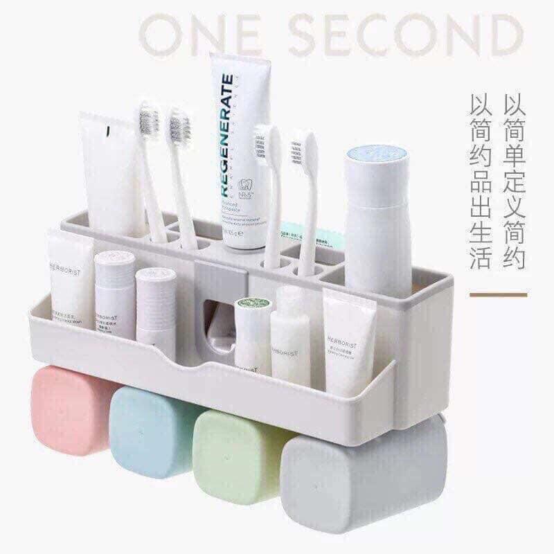 Bộ dụng cụ nhả kem đánh răng kèm 4 cốc lúa mạch -9690
