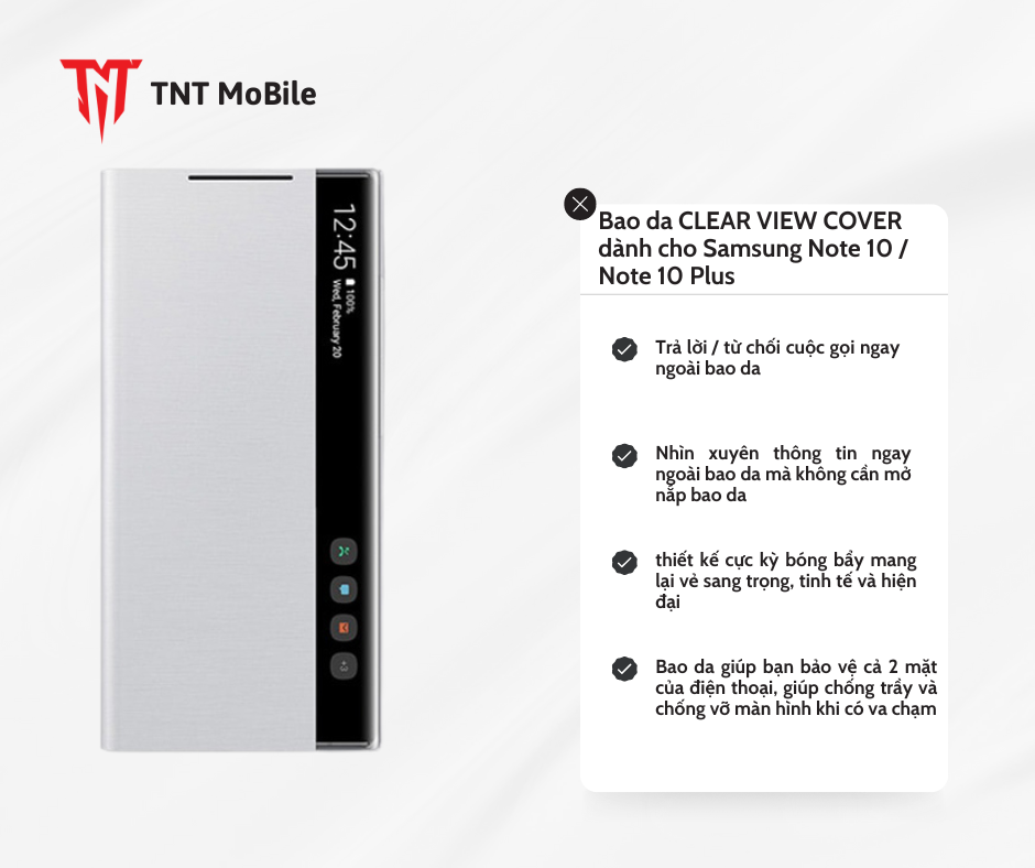 Bao da Clear View cho Samsung Galaxy note 10 / Note 10 plus