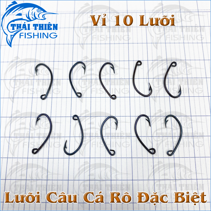 Lưỡi Câu Cá Rô Đặc Biệt Thép Đen Làm Thủ Công – Vỉ 10 Cái Sắc Bén