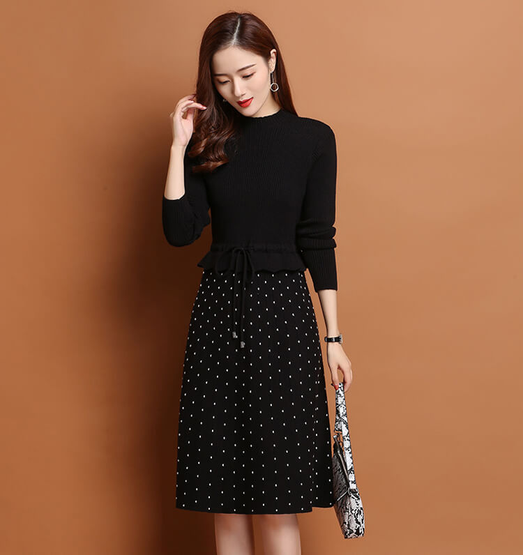 Đầm len xòe chân chấm bi KC 80320