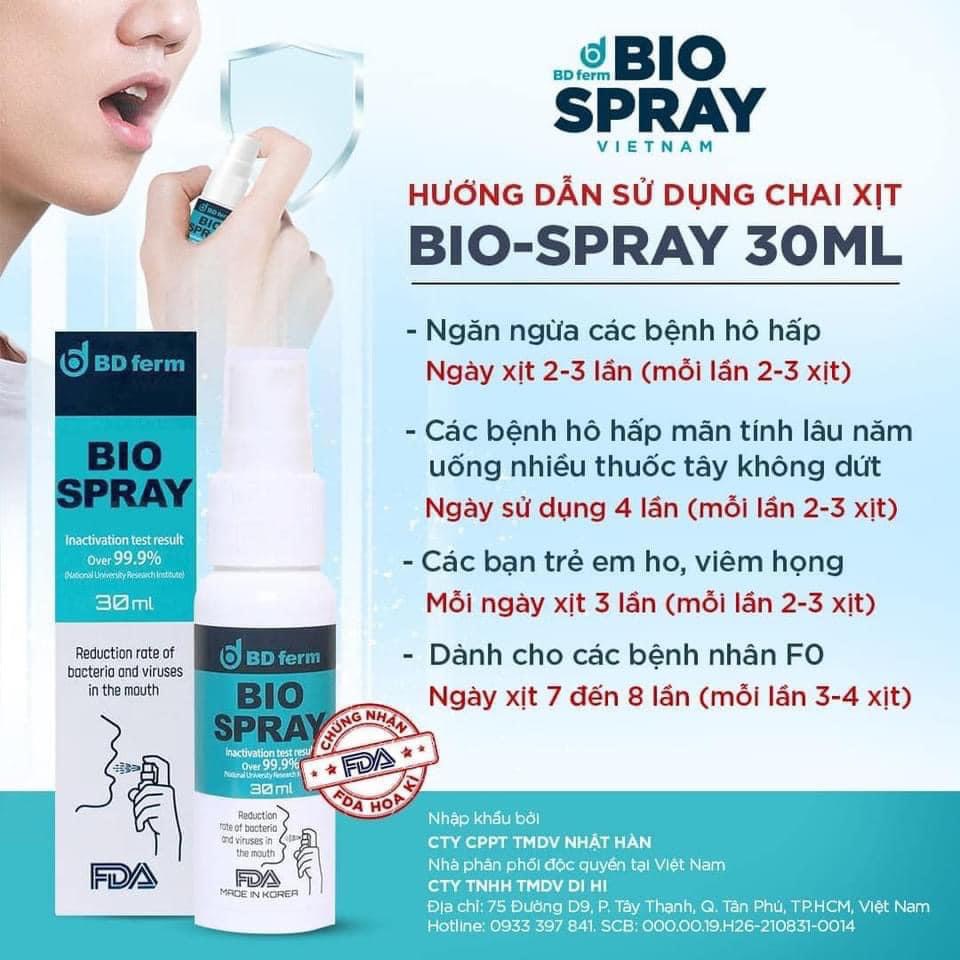 Xịt Họng Kháng Khuẩn Bio Spray Hàn Quốc Chai 30ml