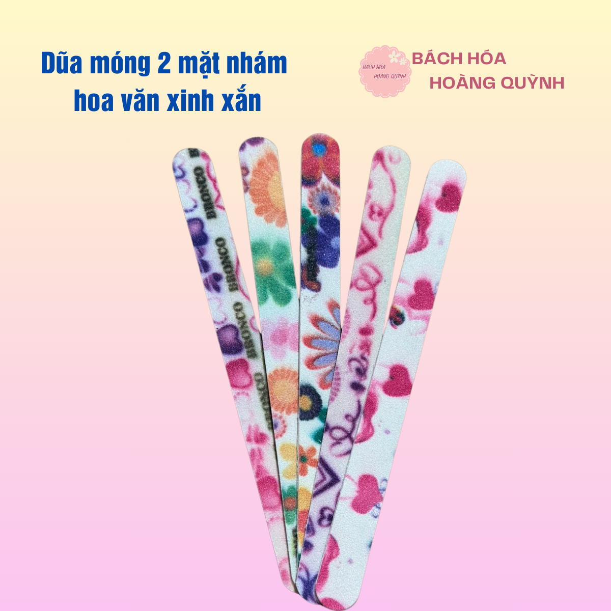Combo 5 cây dũa  móng tay,móng chân 2 mặt hình hoa dễ thương.