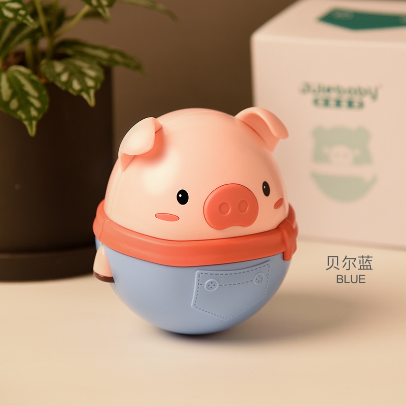 Đồ chơi lật đật hình chú heo bằng cao su mềm dễ thương cho bé 0-1 tuổi