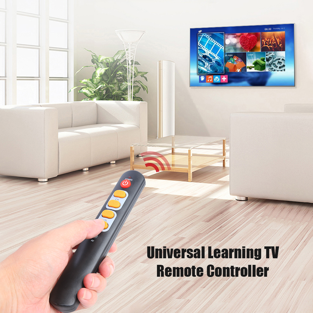 Bản Sao Điều Khiển Từ Xa Học Tập 6 Nút Màu Vàng Lớn Thông Dụng IR Từ Xa, Cho Phụ Kiện TV STB