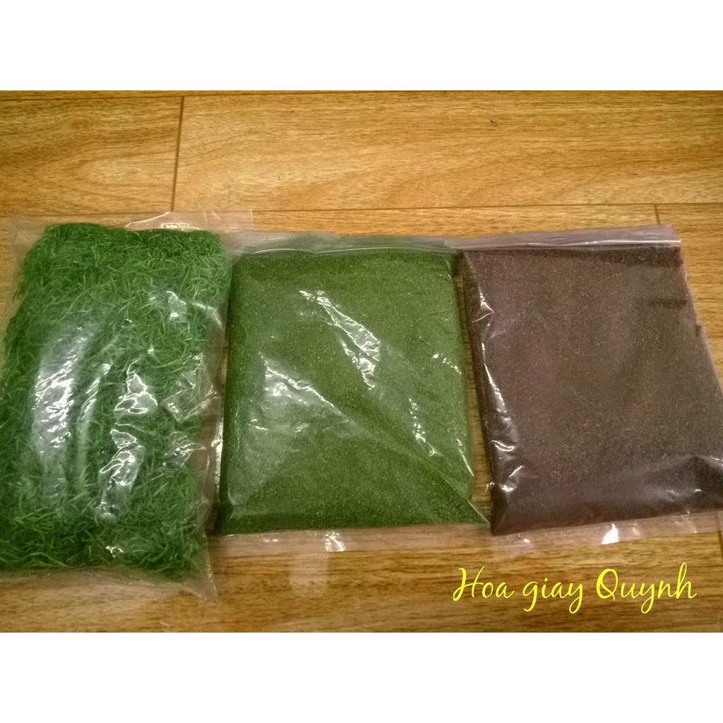 Cỏ sợi-nhuyễn-bột trang trí chậu hoa handmade