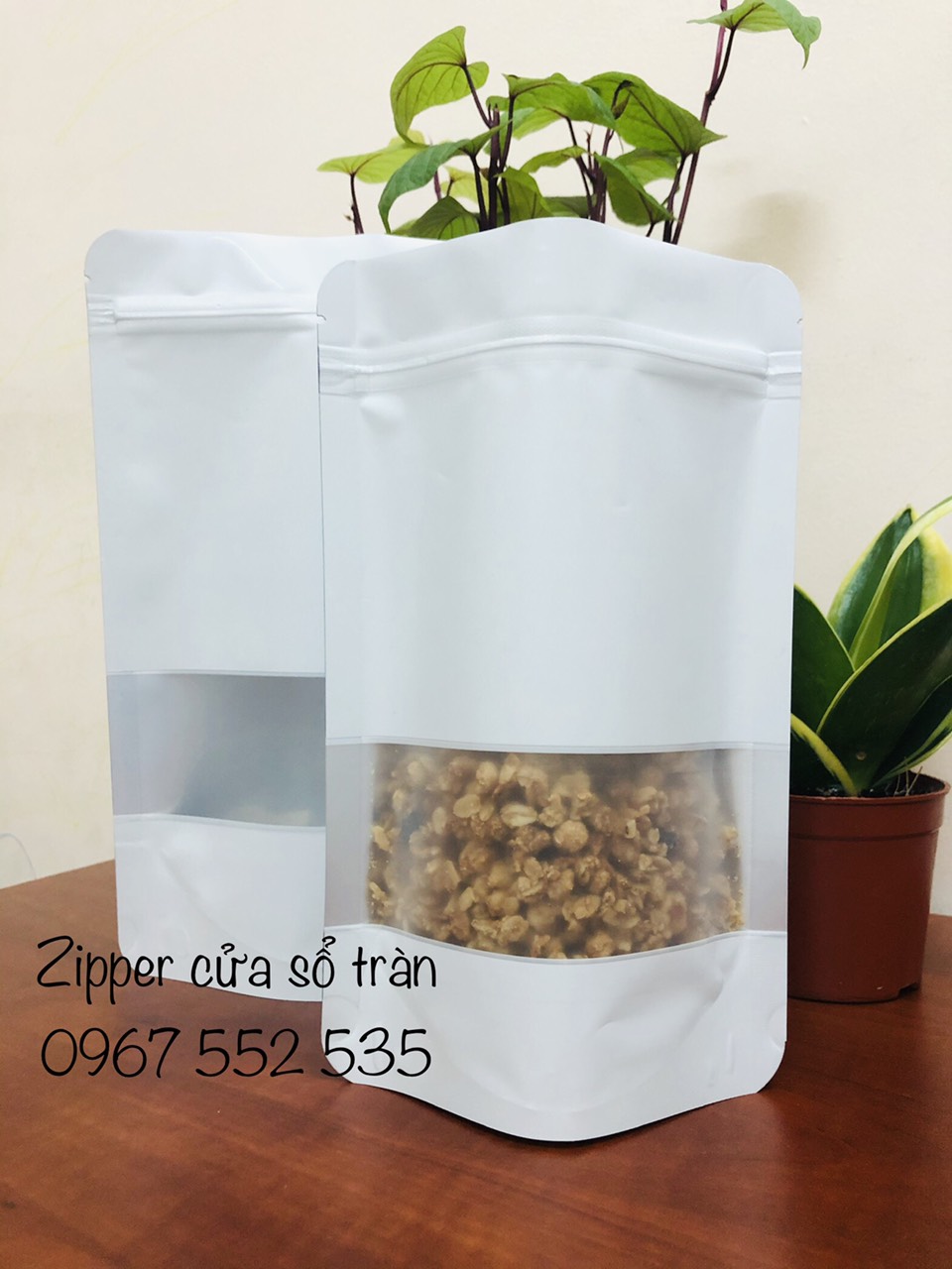 [1kg/size] túi zip sữa cửa sổ tràn đựng bột đậu hạt cafe (mẫu mới có móc khóa - hoặc ko móc khóa)