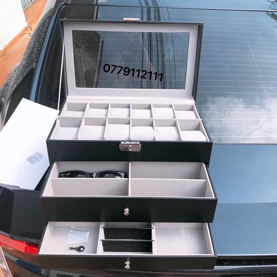hộp đựng đồng hồ, kính mắt và trang sức thiết kế 3 tầng - hộp sz lớn