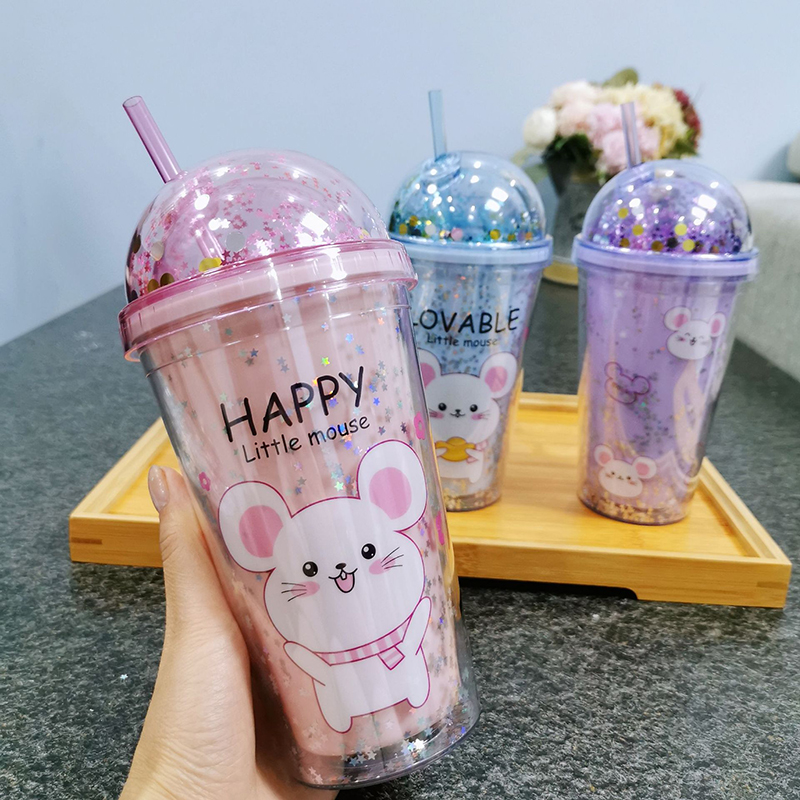 [HCM](HOT TREND) LY GIỮ NHIỆT NHŨ KIM TUYẾN 3D HÌNH KHỦNG LONG  CHUỘT CON MÈO.. CỰC CUTE - CỐC PHA LÊ HAI LỚP CÁCH NHIỆT CÓ TẶNG KÈM ỐNG HÚT SIÊU XINH