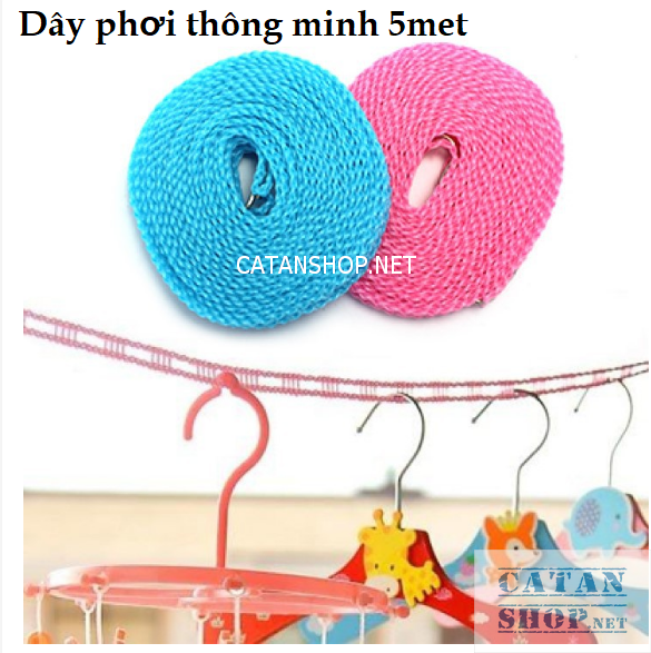[HCM]Dây phơi đồ thông minh dài 5m có lỗ chống trượt tiết kiệm không gian GD412-DayPhoiDo