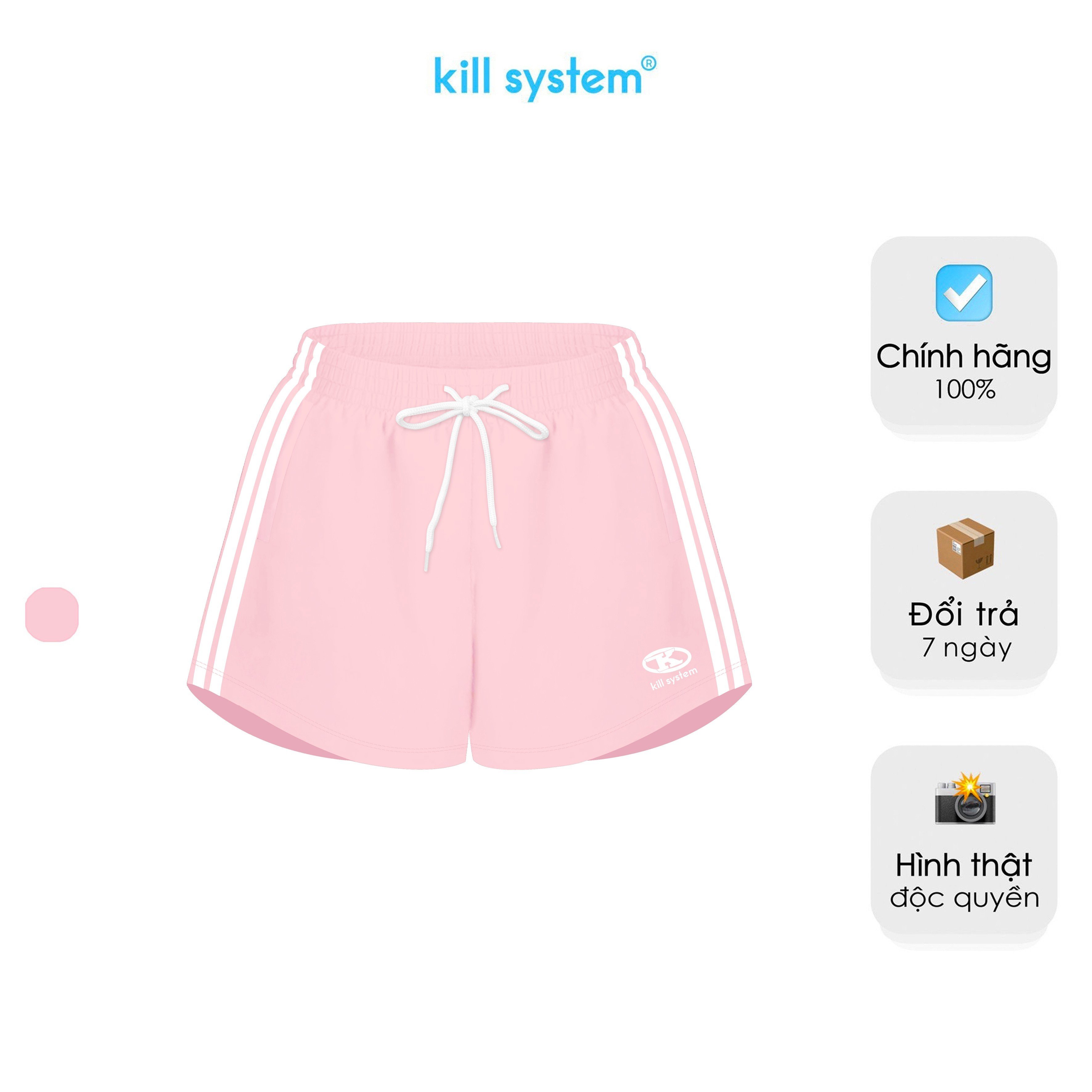 Quần short dù Dara Kill System viền logo thêu chất vải dù