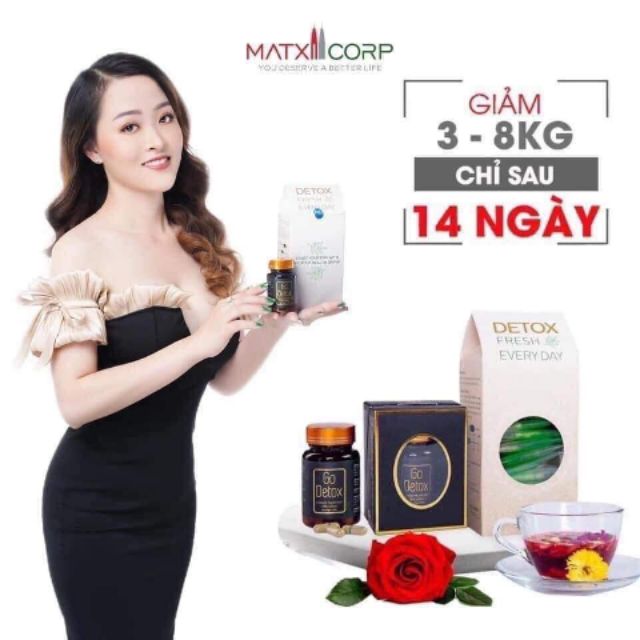 Combo Giảm Cân Go Detox Chính Hãng (Trà hoa & trà viên + Tặng kèm thước dây)
