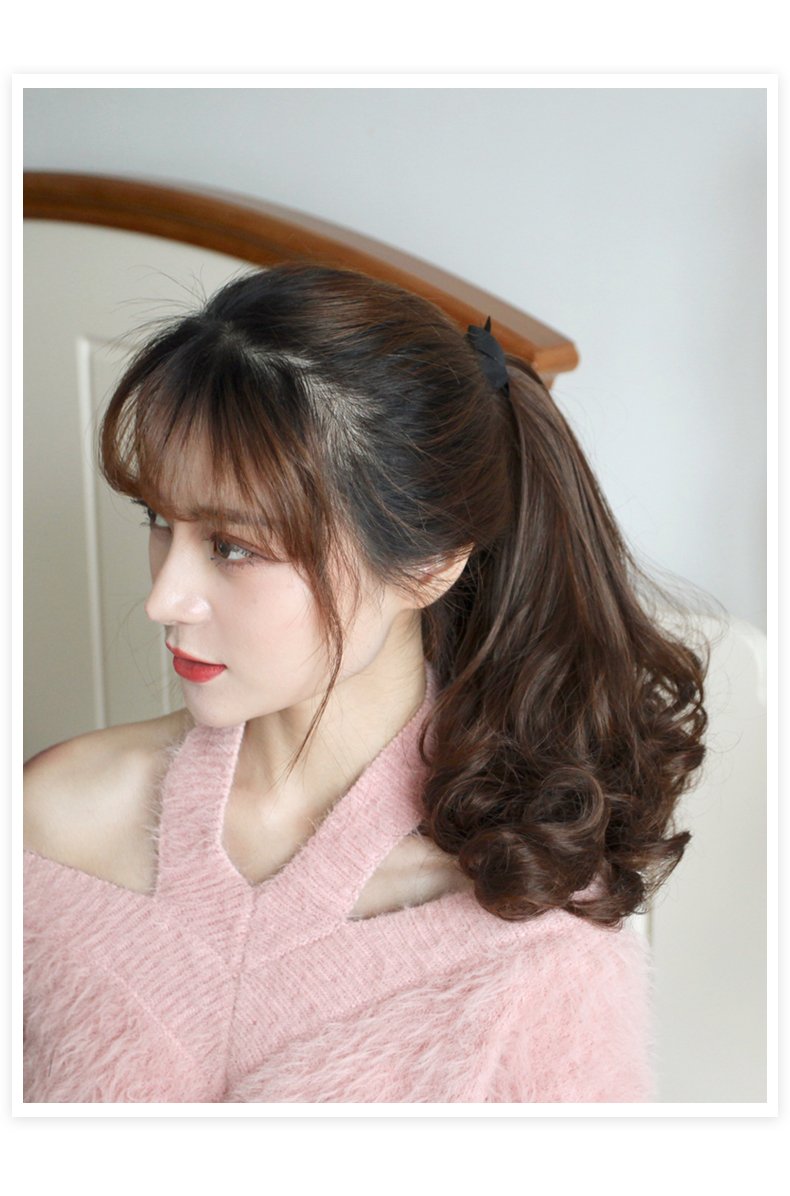 [ giảm giá, 35cm ] tóc giả nữ cột xoăn ngắn, tóc giả buộc, tóc đuôi ngựa