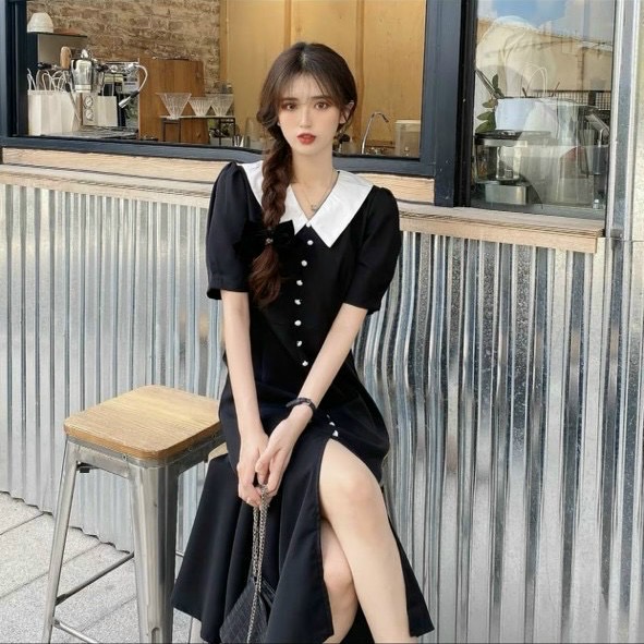 Đầm đuôi cá nút ngọc 2 màu