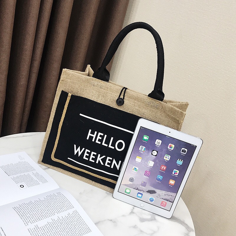 Túi cói hello weekend