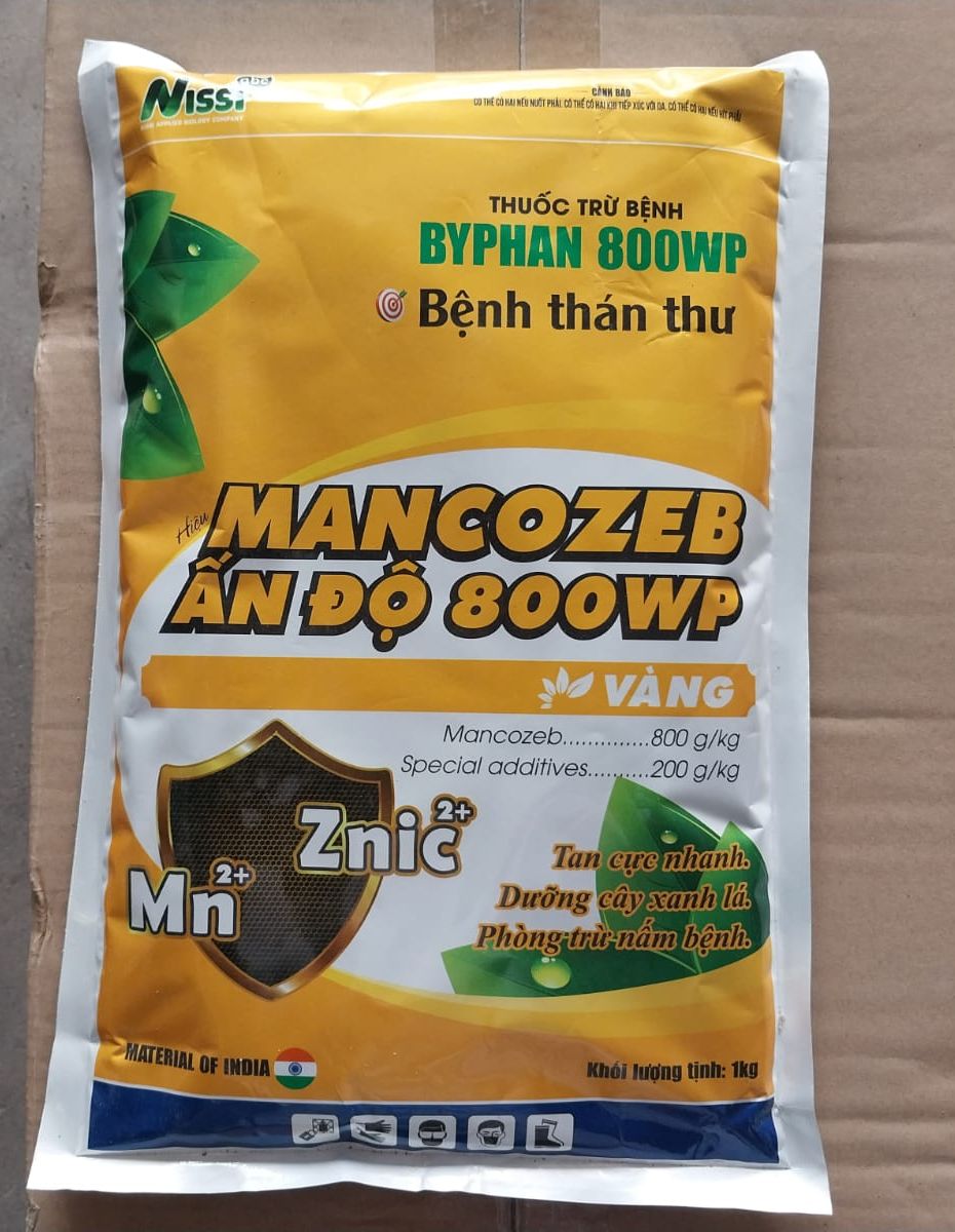 Mancozeb vàng ấn độ 800wp thuốc trừ bệnh phổ rộng giúp xanh cây tốt trái 1kg