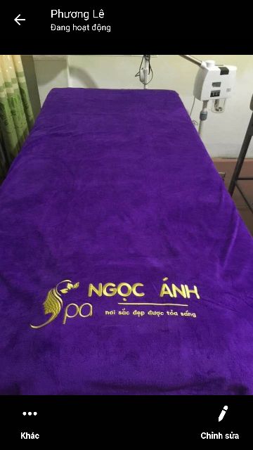 Khăn trải spa thêu logo 90x1m9,ko nhận ít (thêu 2 ngày xong)