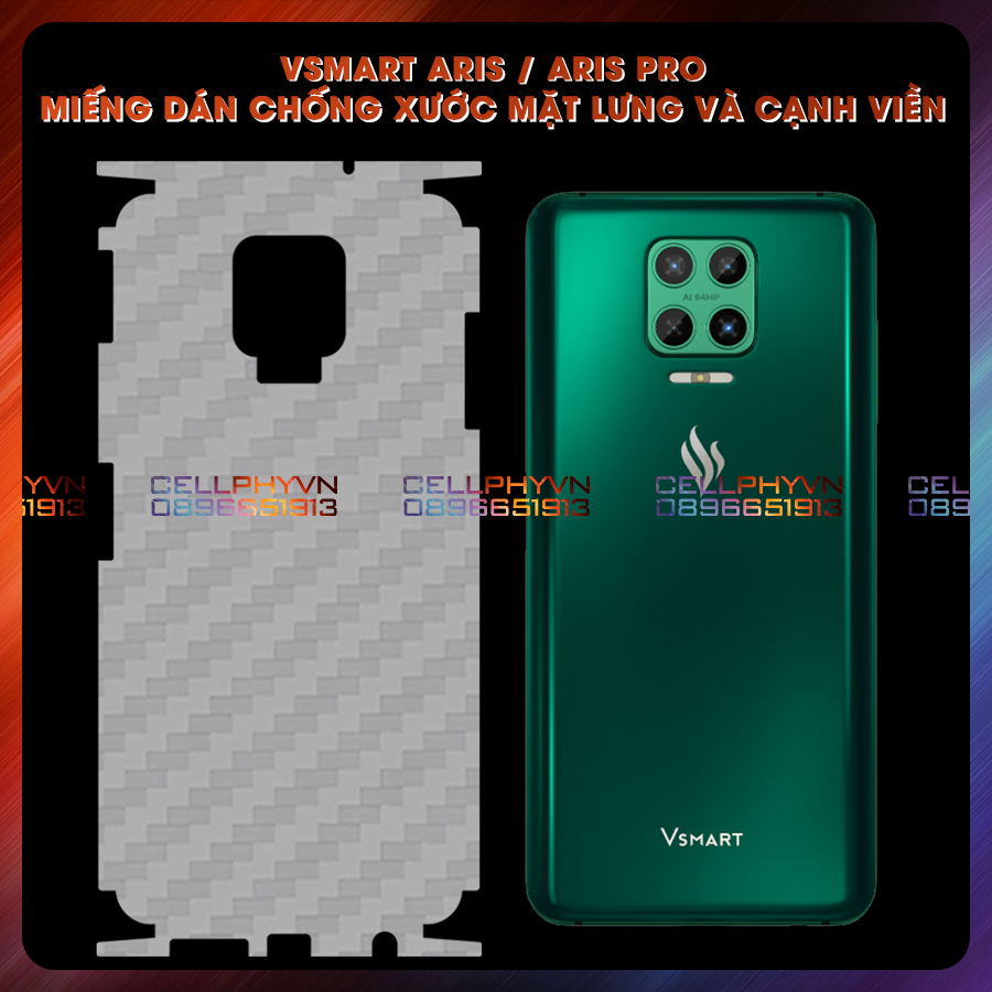 Dán Lưng Cacbon Dành Cho Vsmart Aris - Full Viền