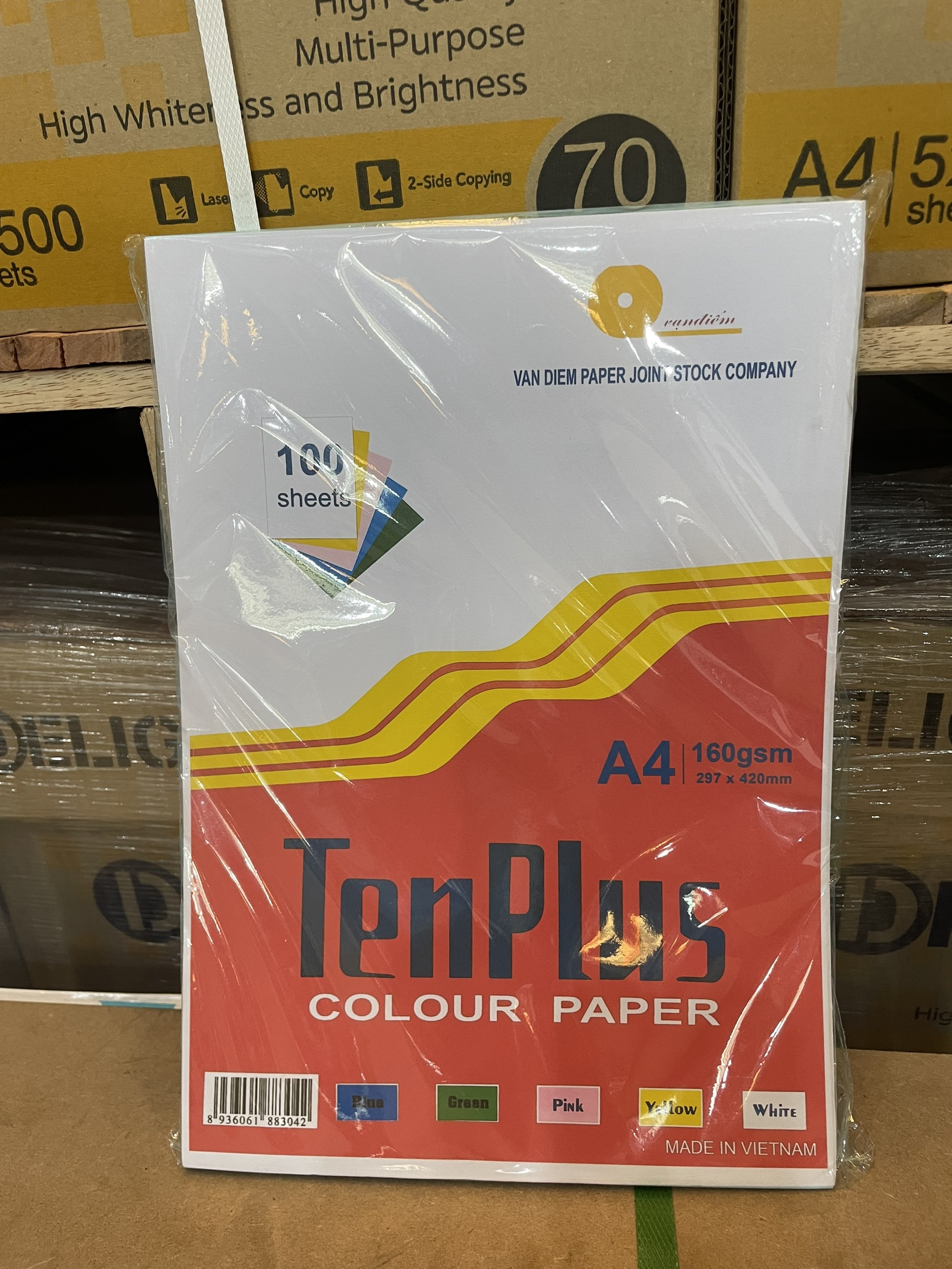 Giấy bìa cứng Thái màu trắng A4 160gsm