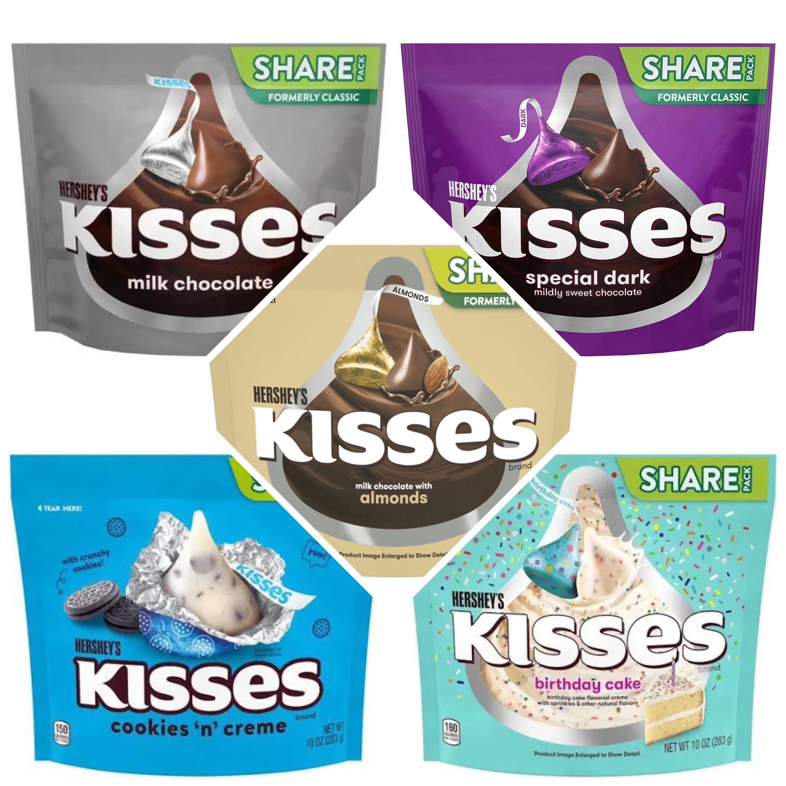 Kẹo socola Hershey s ,Kisses, m&m gói share size