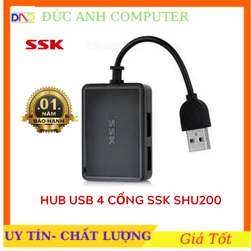 Hub usb 4 cổng 20 ssk shu 200 - bộ mở rộng thêm 4 cổng usb - chính hãng 100%