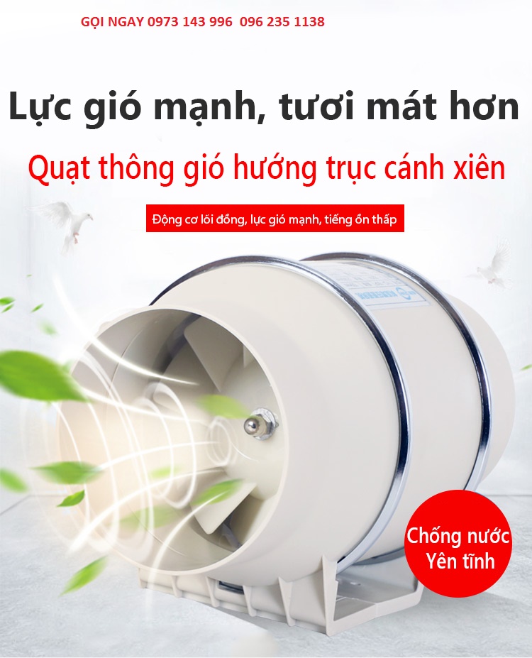 Quạt thông gió đường ống tròn phi 150mm ,Quạt thông gió hút mùi đường ống 150mm - dùng cho nhà bếp công sở nhà vệ sinh không ồn quạt hút mùi bếp, quạt thông gió