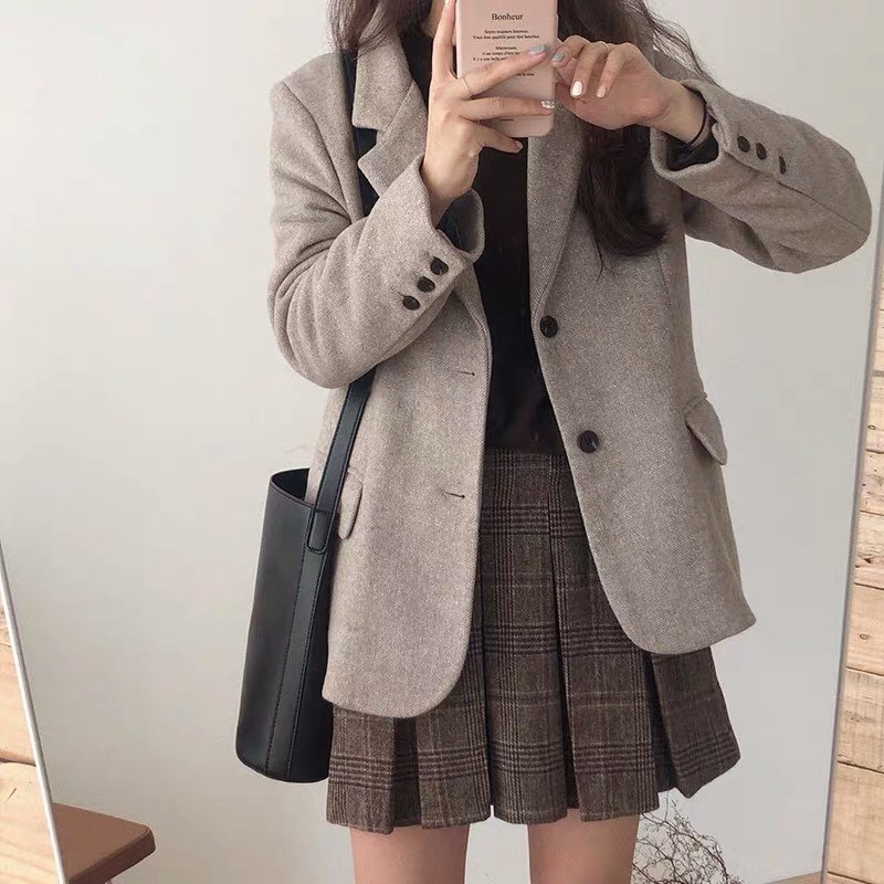 Áo blaze dạ ulzzang 2 cúc