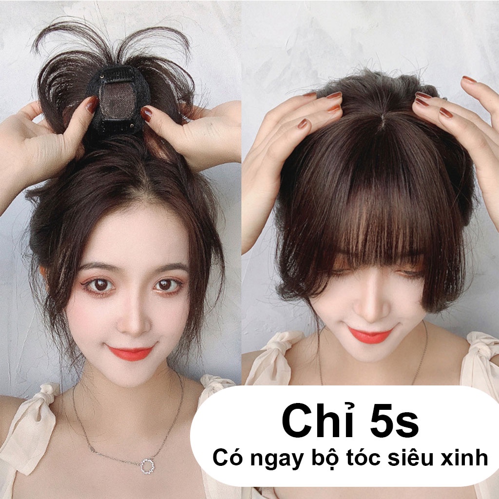 Tóc giả mái thưa 3D tóc thật 100% loại 2 Kẹp (Có da đầu) TG204