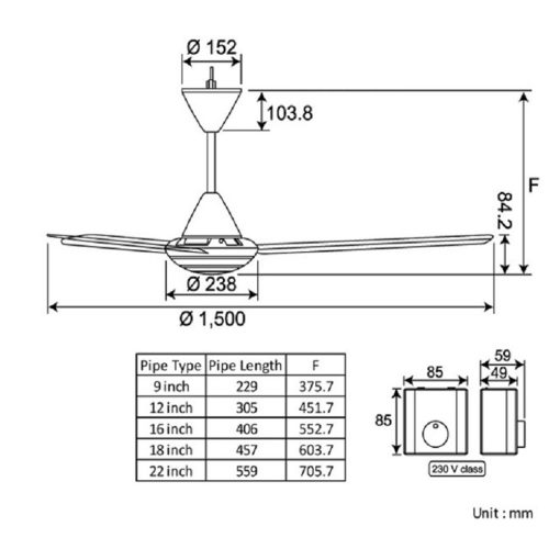 Quạt trần 3 cánh Panasonic F-60MZ2 - Chính Hãng