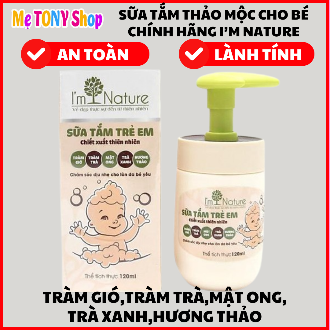 [100% Thảo Dược Thiên Nhiên] Sữa Tắm Gội Thảo Mộc Cho Trẻ Sơ Sinh 120ml (Chính Hãng I'M NATURE)