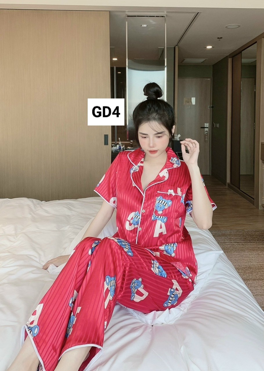 Đồ bộ nữ pijama lụa Gấm tay ngắn quần dài có túi (40-60kg)