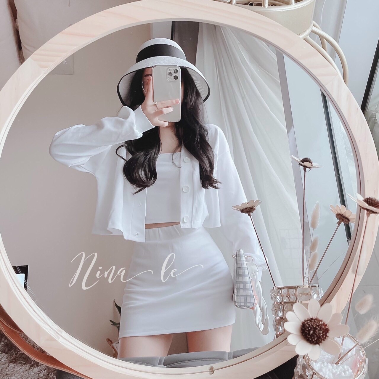 Set 3 món kèm chân váy siêu cute kèm hình thật