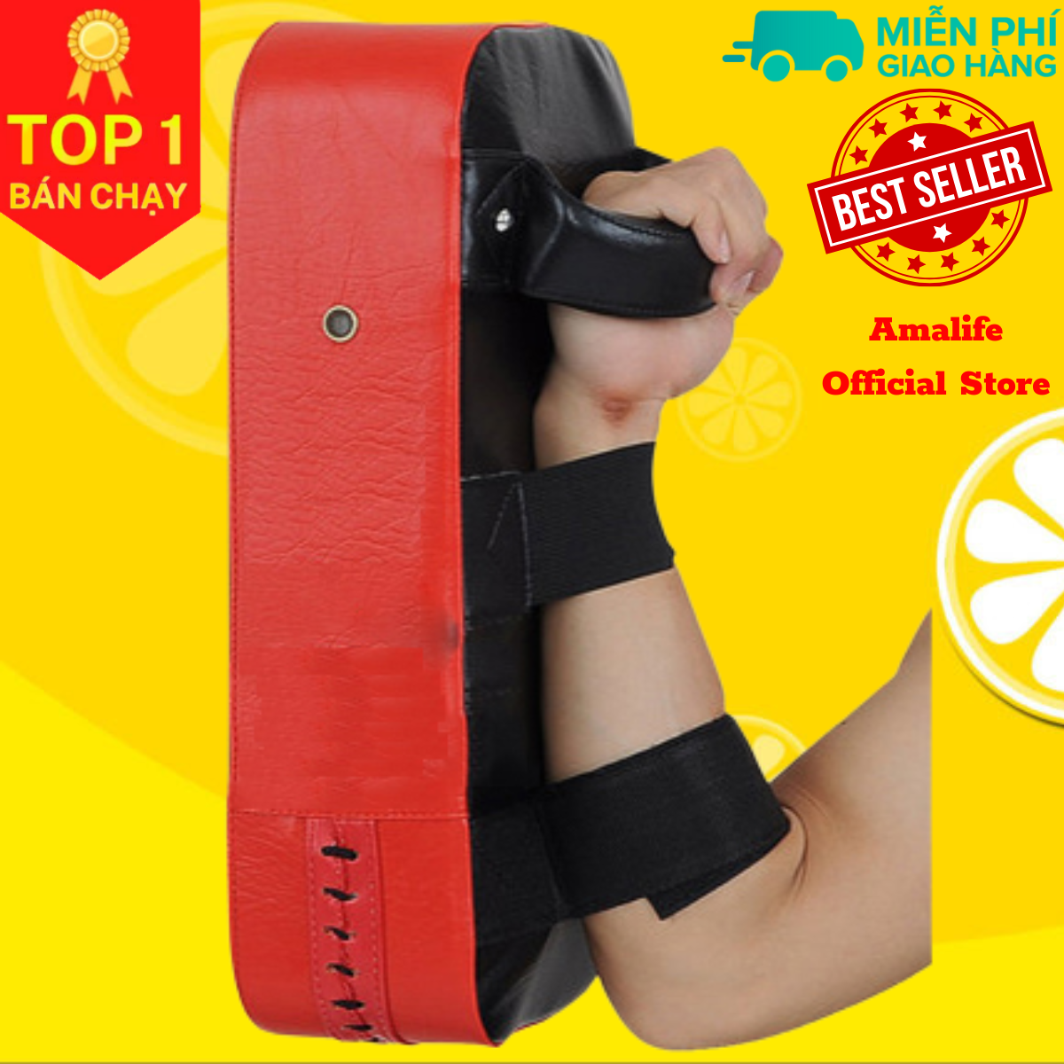 Đích đấm bằng da PU có lỗ xỏ ngón tay hỗ trợ luyện tập karate/boxing/Muay Thái - Chính hãng Amalife - Đích đá taekwondo, đích đấm boxing